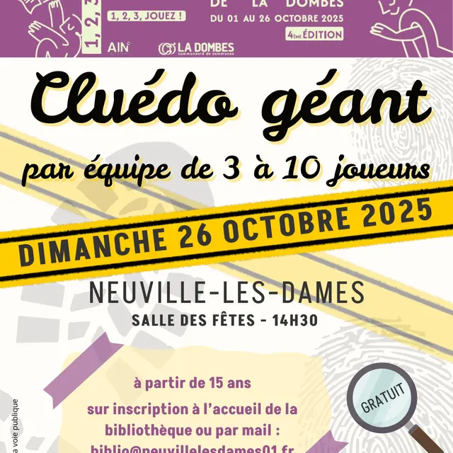 Affiche du cluedo géant de Neuville-les-Dames
