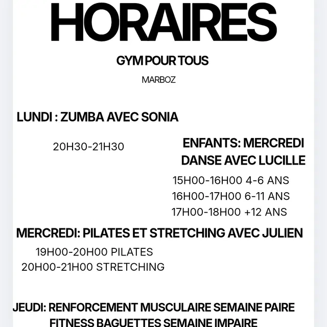 Dates des cours