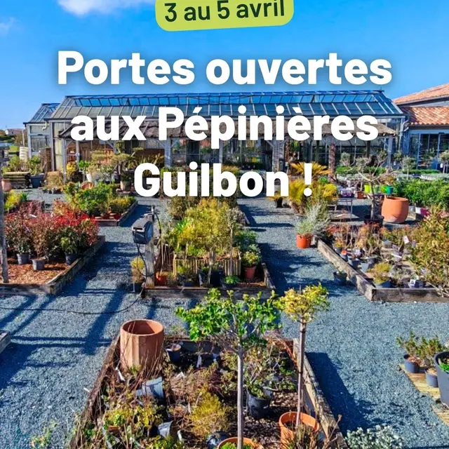 Affiche du week-end portes ouvertes aux Pépinières Guilbon