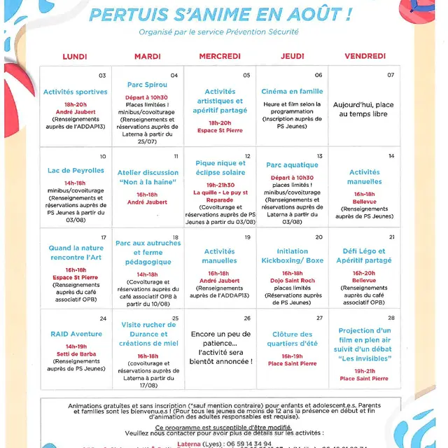 Quartiers d'été - Pertuis s'anime en août !_Pertuis