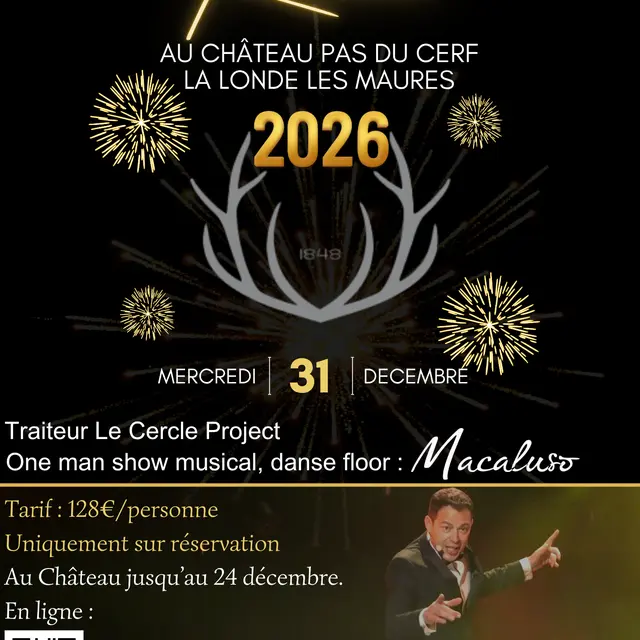 Réveillon du Jour de l'An et One man show musical, danse floor :avec Macaluso au Château Pas du Cerf à La Londe