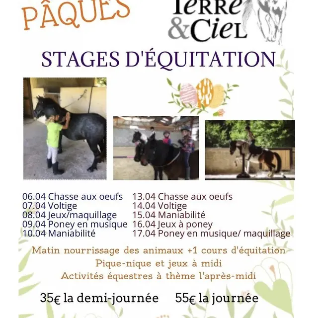 Stages vacances de Pâques - centre équestre Terre et Ciel_Contrevoz