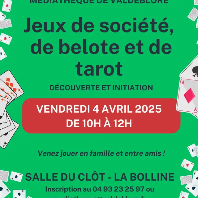 Jeux de société, belote et de tarot Médiathèque Valdeblore_Valdeblore