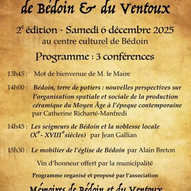 2ème rencontre historique : Mémoires de Bedoin et du Ventoux