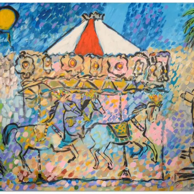 Fresque dans la Galerie Marchande Toulon intitulée Le Carrousel Liberté fresque (c) A. Antolini