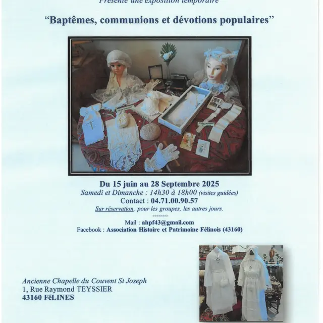 EVE-Exposition  Baptêmes, communions et dévotions populaires_Félines-Affiche