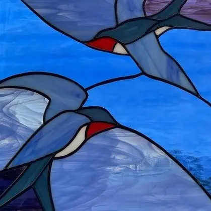 Tableau vitrail hirondelles - Agnèle