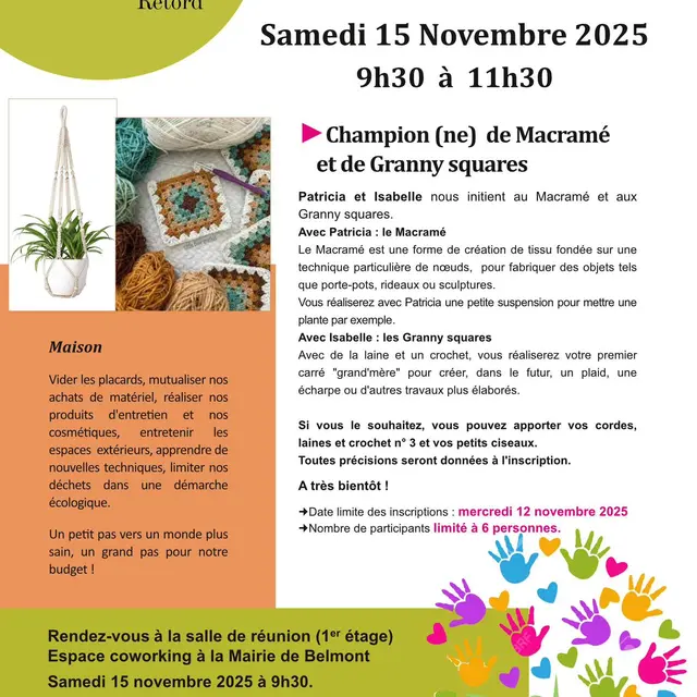 Atelier des savoir-faire : devenir les champions (es) du macramé et de granny squares_Valromey-sur-Séran