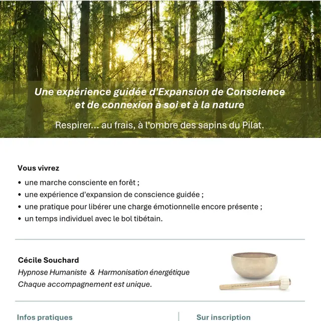 Expérience en forêt et bol tibétain_Le Bessat