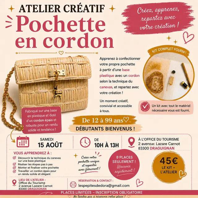 Atelier créatif : Pochette en plastique canevas_Draguignan