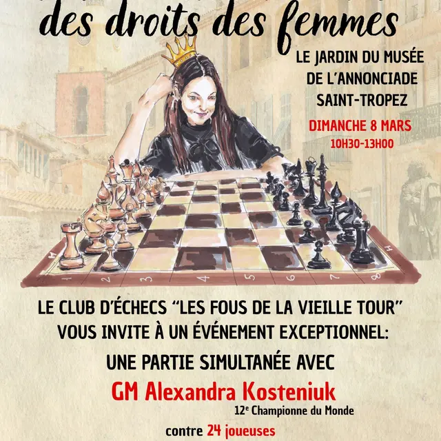 Club d'Echecs de Saint-Tropez- Partie simultanée - avec la 12e Championne du Monde GM Alexandra Kosteniuk_Saint-Tropez