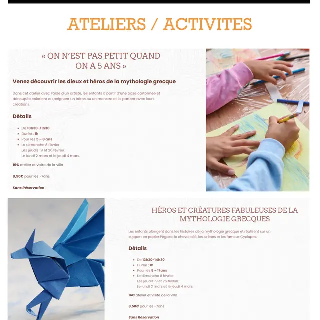 Ateliers créatifs à la Villa Kérylos_Beaulieu-sur-Mer