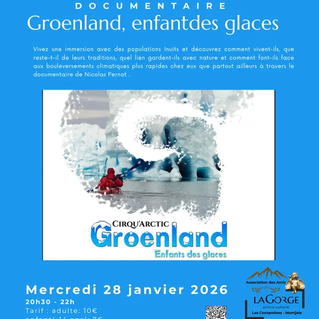 Documentaire Groenland, enfants des glaces au Centre Culturel de la Gorge_Les Contamines-Montjoie