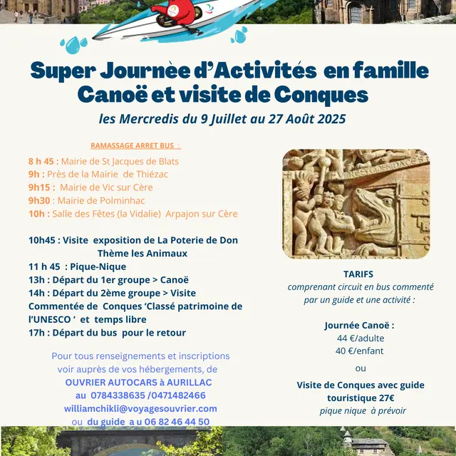 Super journée d'activités en famille - canoë ou visite de Conques_Saint-Jacques-des-Blats