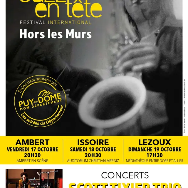 Soirées du Département 2025 - Conseil Départemental du Puy-de-Dôme - Jazz en tête Hors les Murs - CONCERT SCOTT TIXIER TRIO_Ambert