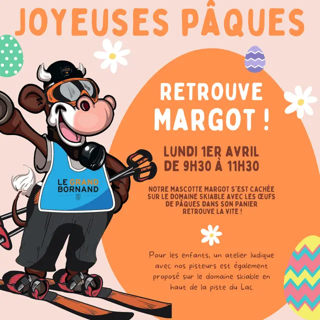 Affiche chasse aux oeufs sur le domaine skiable