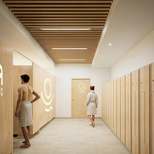 Vestiaires du Spa 1850 (simulation, visuel non contractuel)