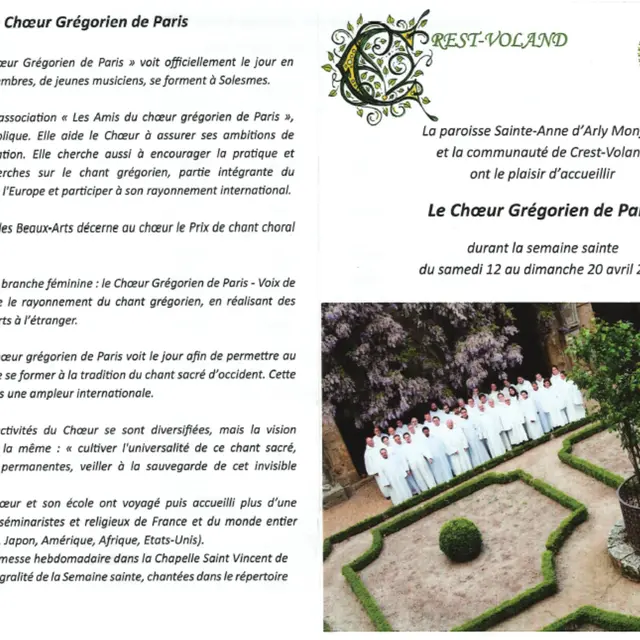 Semaine sainte avec Le Chœur Grégorien de Paris_Crest-Voland