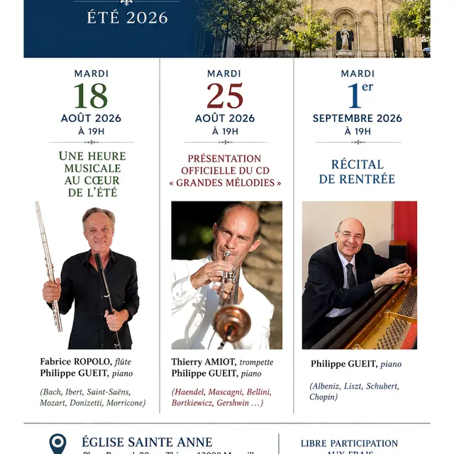 Affiche générale Concerts de Sainte Anne Été 2026