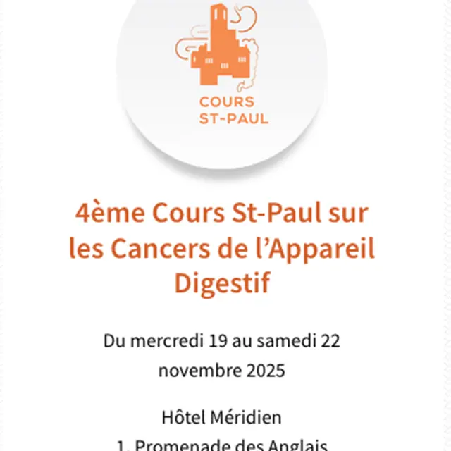 4ème Cours St-Paul sur les Cancers de l’Appareil Digestif 2025_Nice