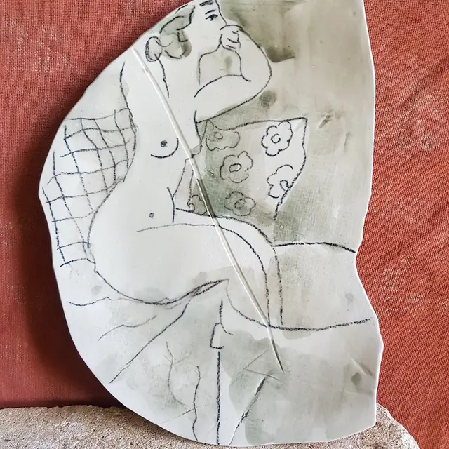 Poterie avec dessin d'art