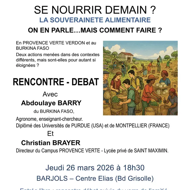 Rencontre débat : se nourrir demain ? la souveraineté alimentaire_Barjols