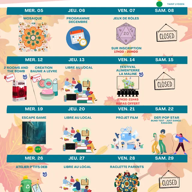 Animations de Ré Jeunesse en novembre 2025