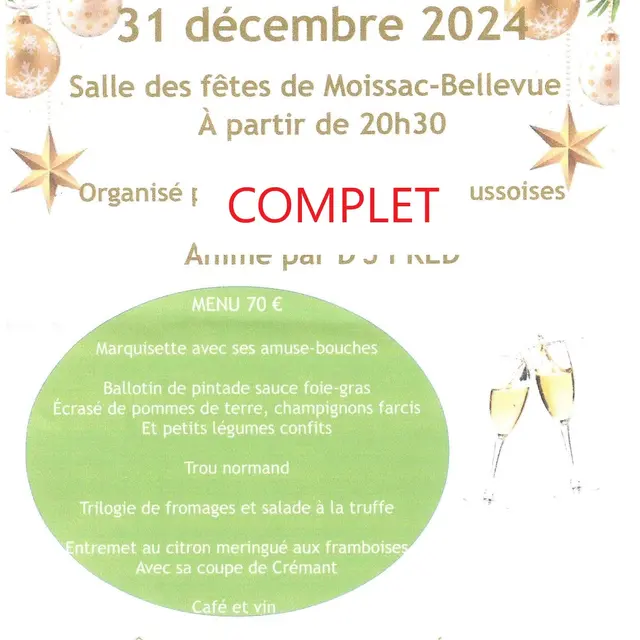 Soirée du réveillon à Moissac-Bellevue