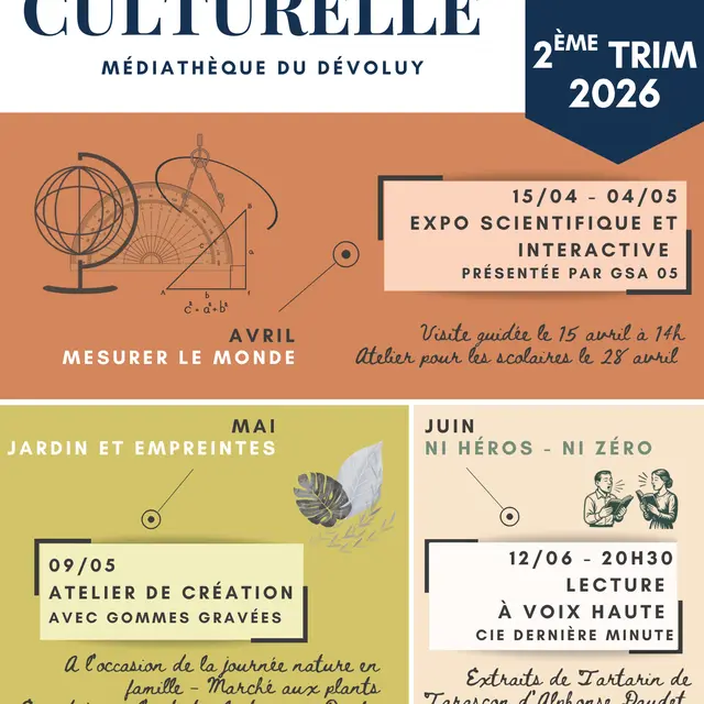 Programmation culturelle de la médiathèque : Jardin et empreintes_Dévoluy