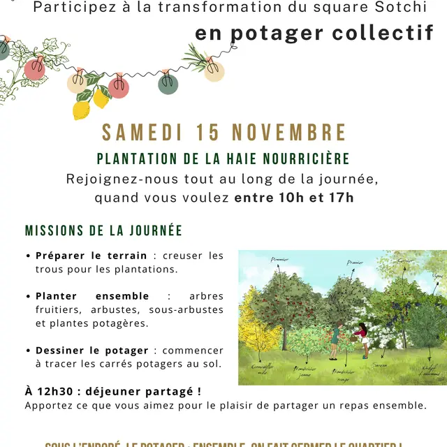 Affiche chantier de la haie nourricière