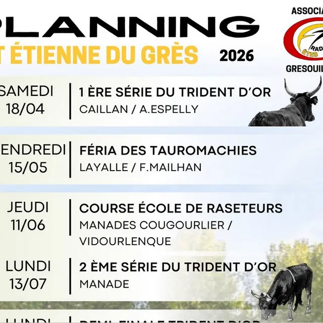 Courses Camarguaise dans les arènes de St Etienne du Grès 2026_Saint-Étienne-du-Grès