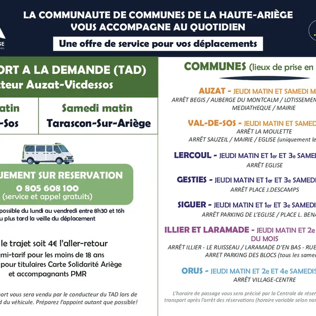 Transport à la demande Secteur Auzat/Vicdessos