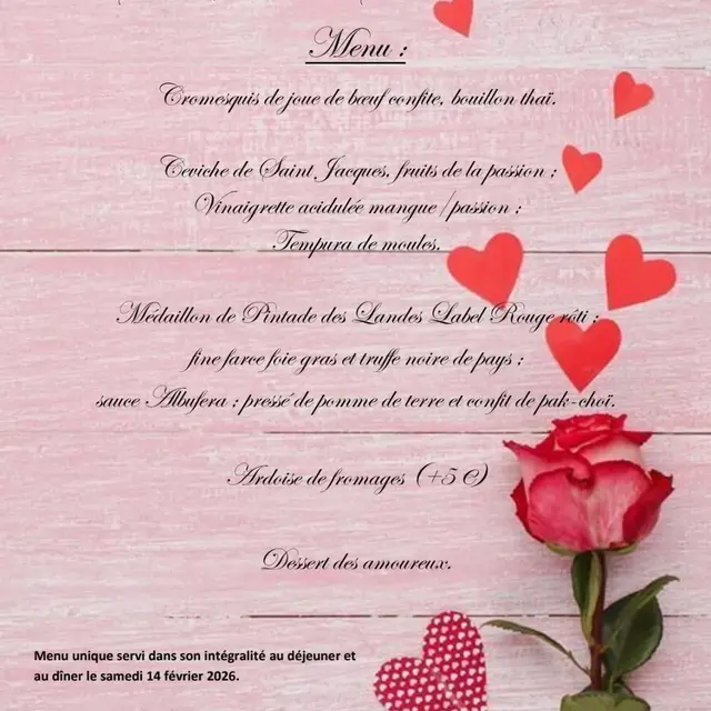 Menu de la Saint Valentin à La Table des Balmes_Beaumes-de-Venise