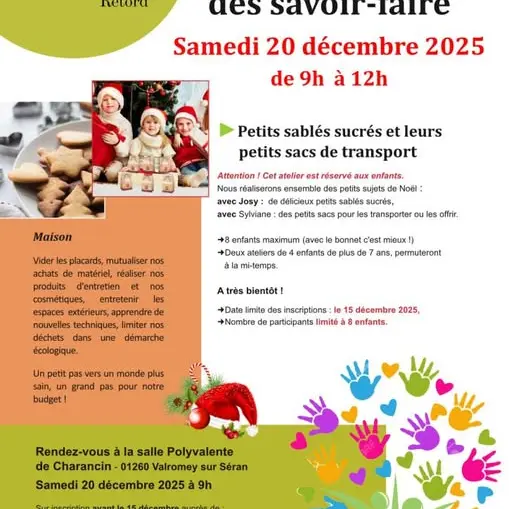 Atelier des savoir-faire : petits sablés sucrés et leurs petits sacs de transport_Valromey-sur-Séran