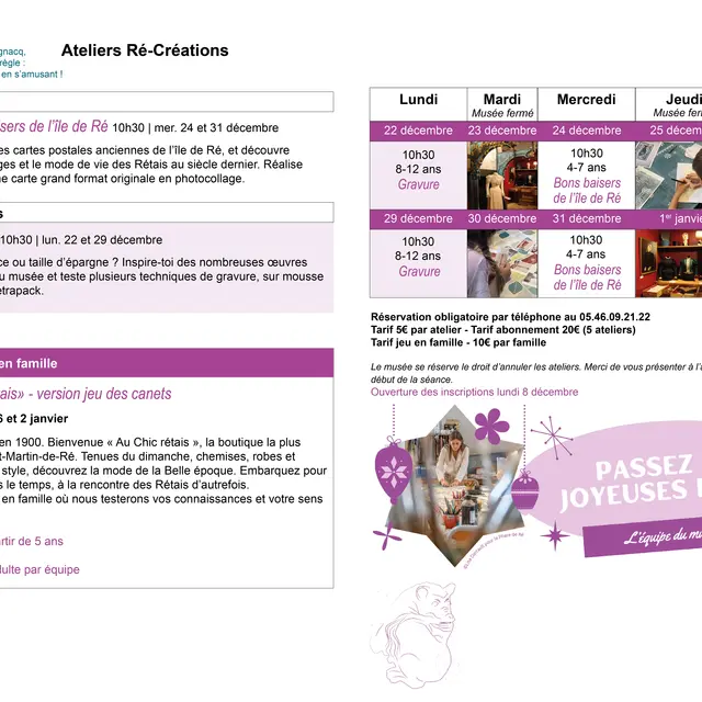 Les Ateliers Ré-Créations de Noël au Musée Ernest Cognacq_Saint-Martin-de-Ré