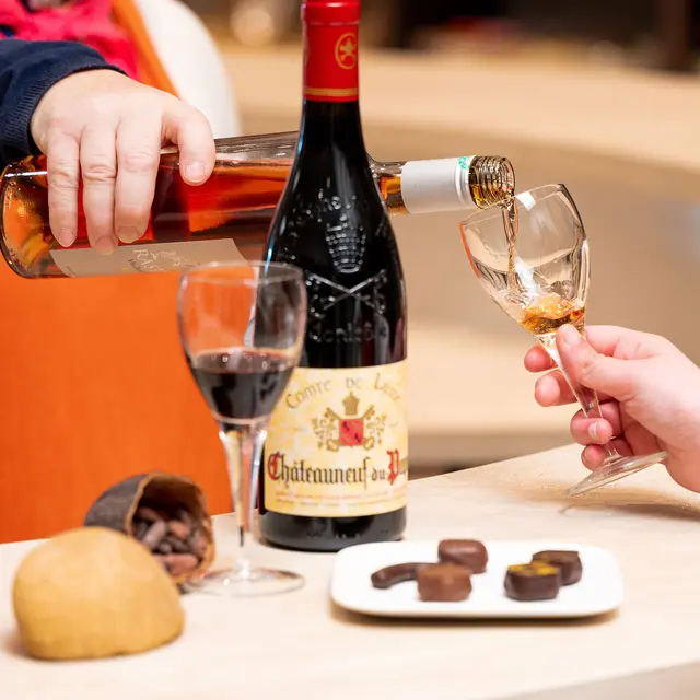 Atelier commenté Accords Vins & Chocolats  à la Chocolaterie Castelain_Châteauneuf-du-Pape