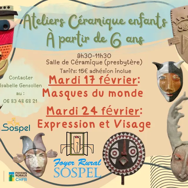 Atelier céramique enfants : Les masques du monde_Sospel
