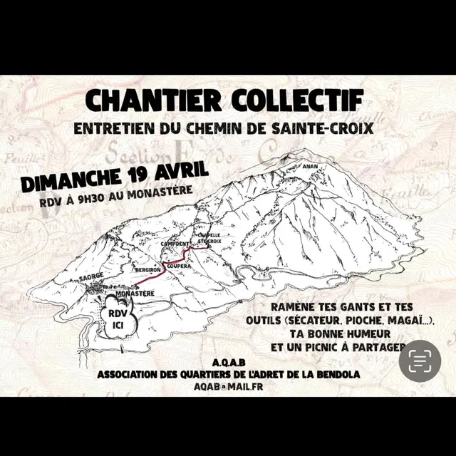 Affiche Chantier collectif : Entrtien du chemin de Sainte Croix_Saorge