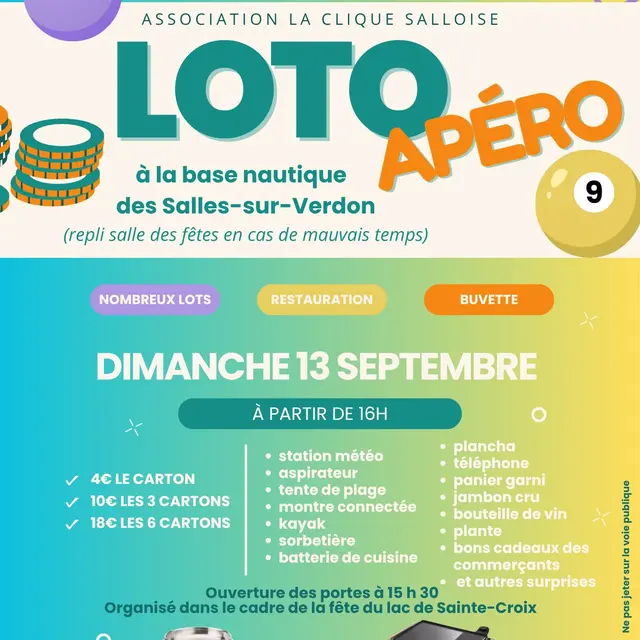 Fête du lac de Sainte-Croix - loto apéro