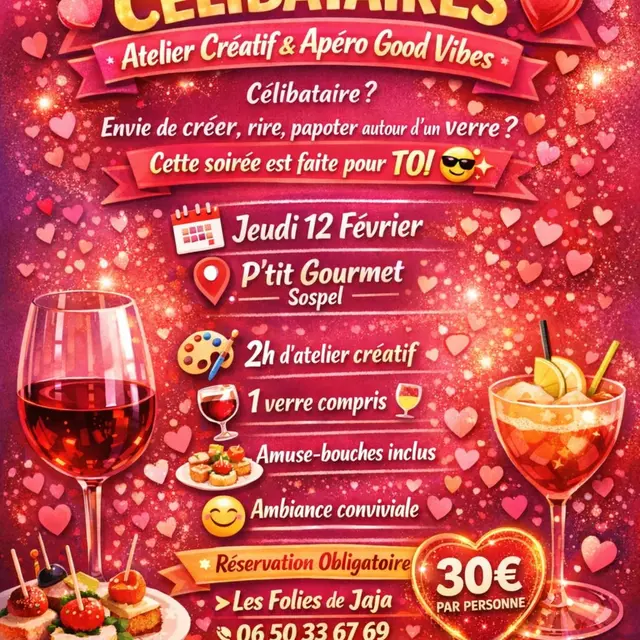 Soirée spéciale célibataires : Atelier créatif & Apéro good vibes_Sospel