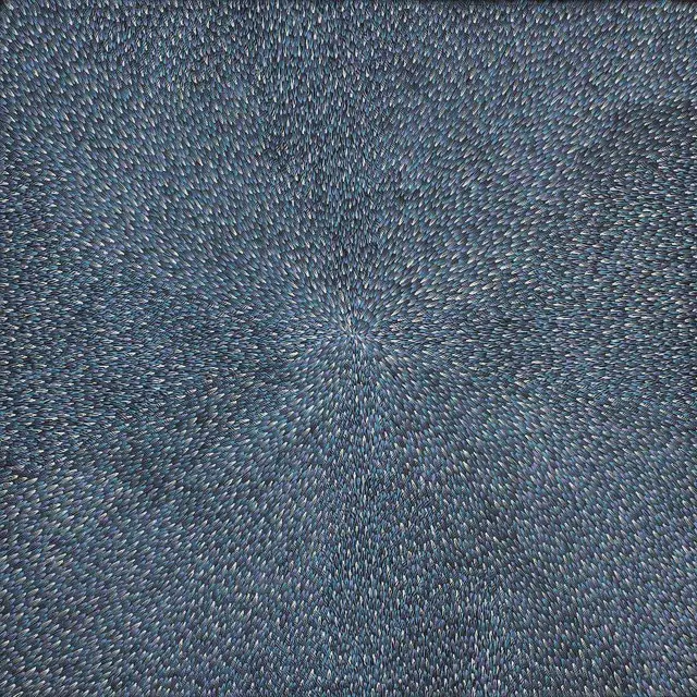 Abie Loy Kemarre. Rêve de la plante médicinale du bush, acrylique sur toile, 120 x 120cm.
