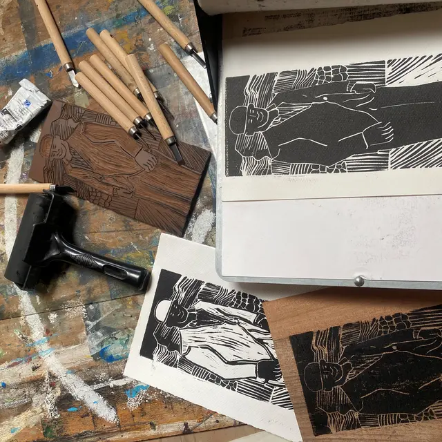Atelier linogravure avec Laetitia Gaudefroy Colombot_Bourg-en-Bresse