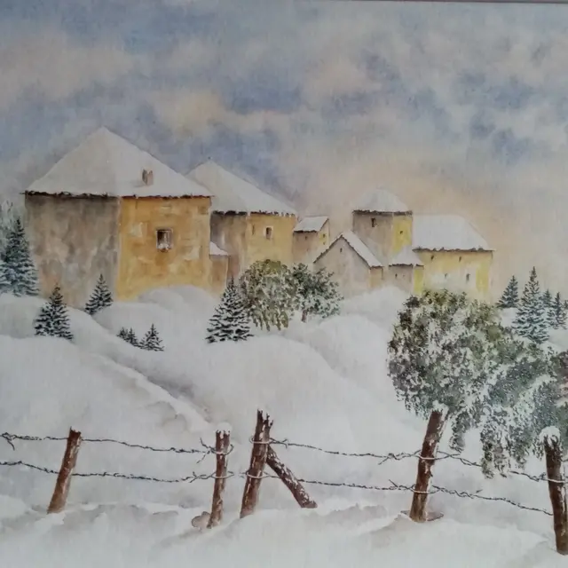 Peinture de paysage enneigé