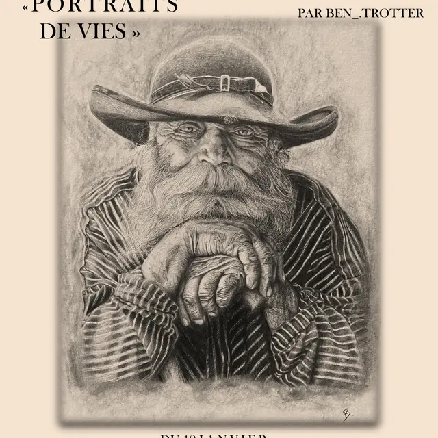 Exposition portraits de vies dessin de Benjamin Courtois_La Chapelle-d'Abondance