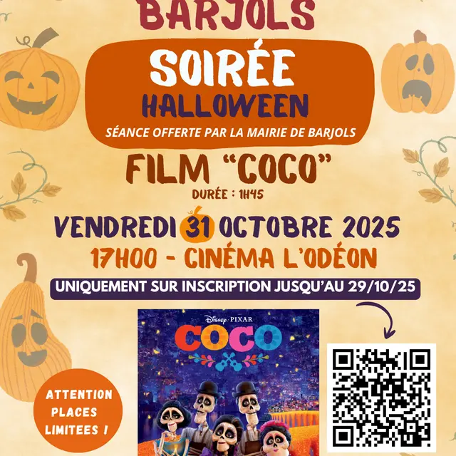 Projection du dessin animé Coco : Soirée Halloween_Barjols