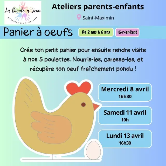 Atelier création de panier et chasse aux oeufs : Paques (enfants de 2 ans et demi à 8 ans)_Saint-Maximin-la-Sainte-Baume