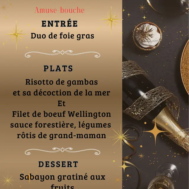 Repas du réveillon 2026 - Bistrot de la Cascade_Groslée-Saint-Benoit