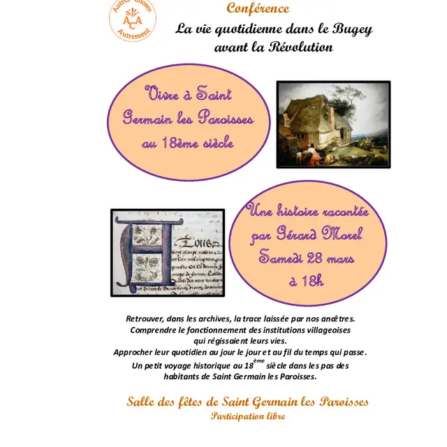 Conférence Vivre à Saint Germain au 18ème siècle_Saint-Germain-les-Paroisses