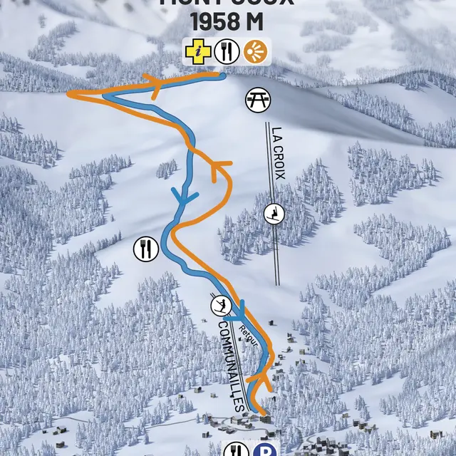 Itinéraire nocturne - Les Communailles / Sommet du Mont Joux