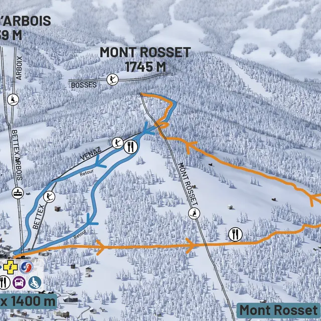 Itinéraire de ski de randonnée - Le Bettex / Télésiège des Monts Rosset